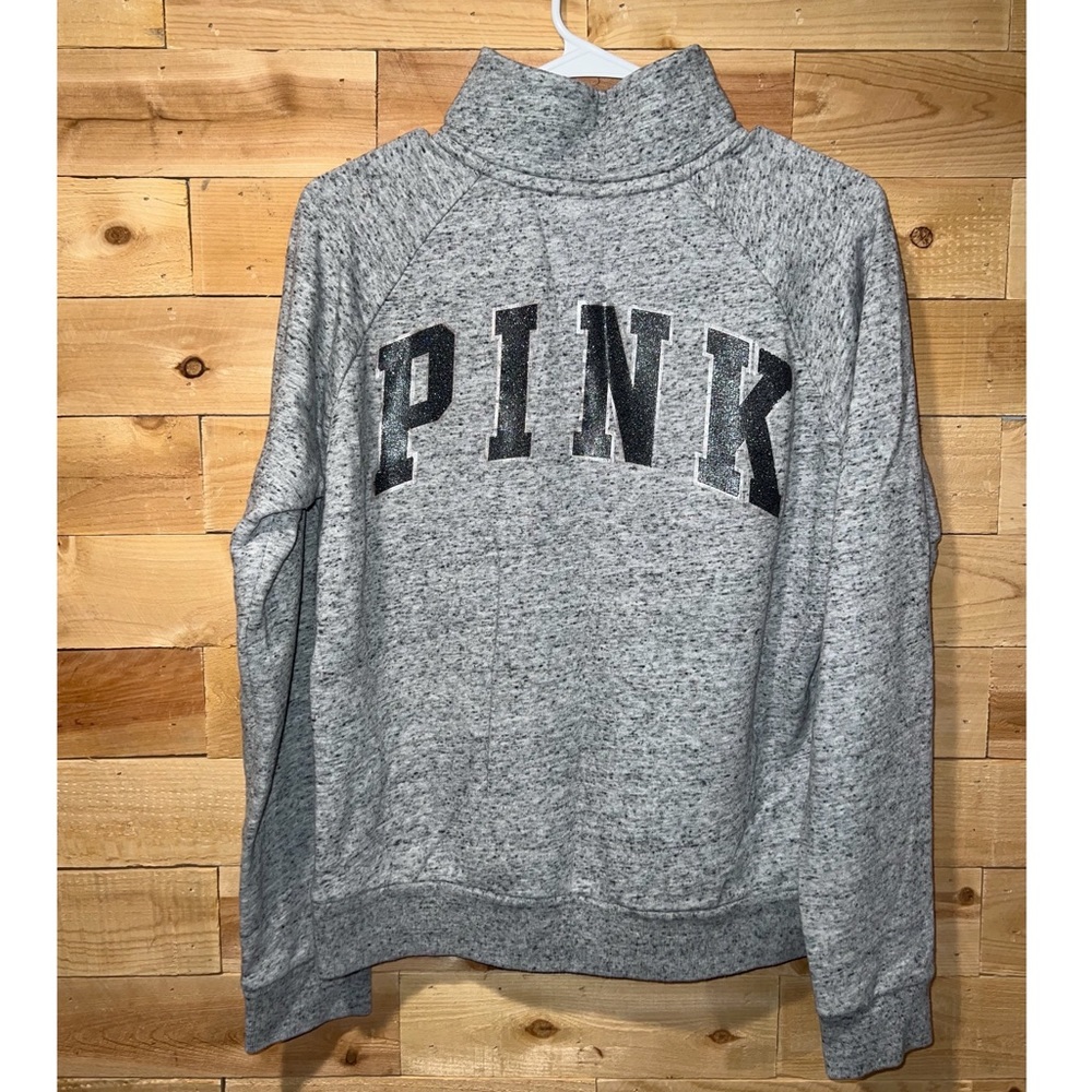 PINK sparkly letter quarter zip
